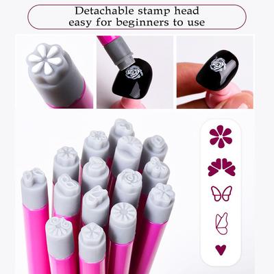 Silicone Nail Art Stamper Pen Set for 3D DIY Shaping