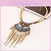 Vintage Gold Leaf Pendant Necklace With Tassel For Boho Fashion And Casual Wear