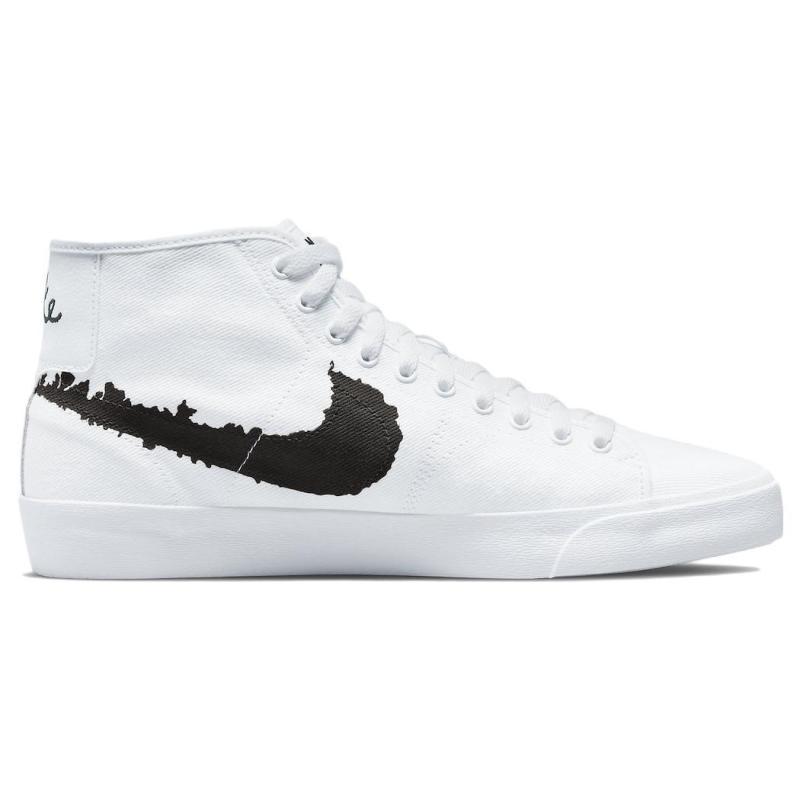 Nike Sb Blazer Court Mid Prm White Black Skateboard Shoes DM8553-100