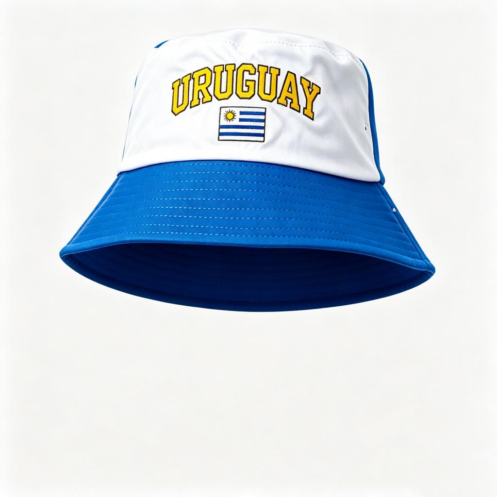 Men's Bucket Hat Lightweight Breathable Fabric Adjustable Fit Outdoor Sun Protection Hat with Embroidered Text and Flag Design