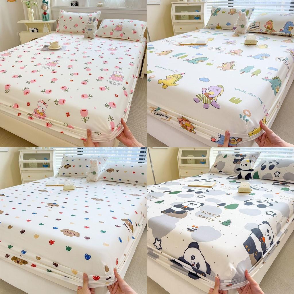 Dinosaur Dog Flower Bear Print Bedspread Set Cartoon Mattress Cover Protective