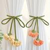 Blumen-Vorhangraffhalter Mit Eleganten Und Schönen Dekorativen Vorhangseilen Blumenmuster Mit Grünen Langen Seilen Heim-Büro-Vorhanghalter Zubehör