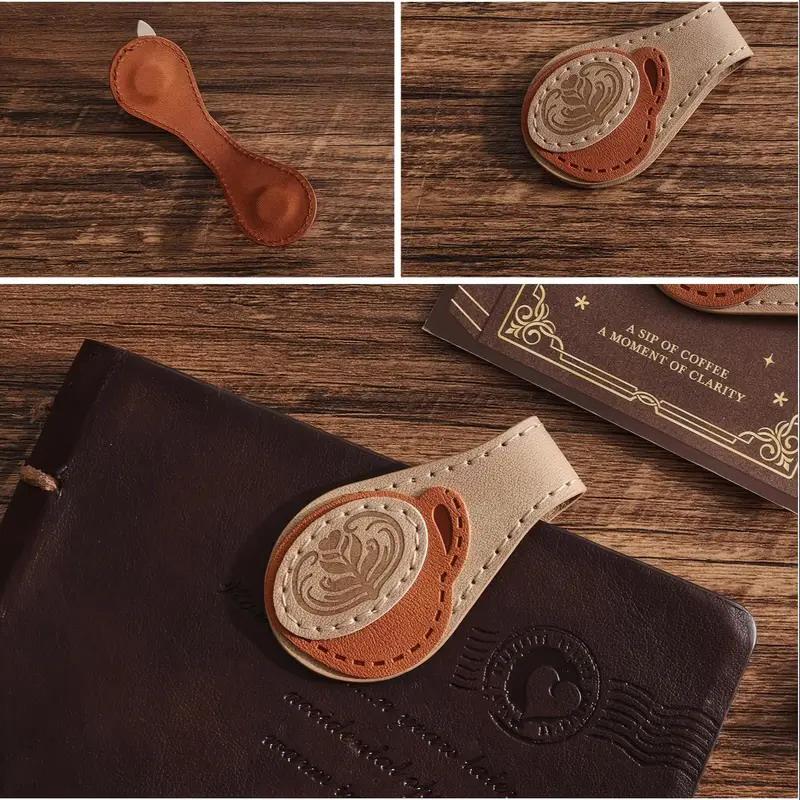 1/2 Stück Vintage Rose Kaffee Doppelseitige Magnetische Lesezeichen-Clips Für Männer Frauen Retro PU-Leder Magnetische Lesezeichen Lesezeichen