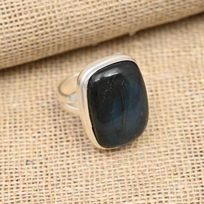 Labradorit-Edelstein, handgefertigter Ringschmuck aus 925er Sterlingsilber für Weihnachten