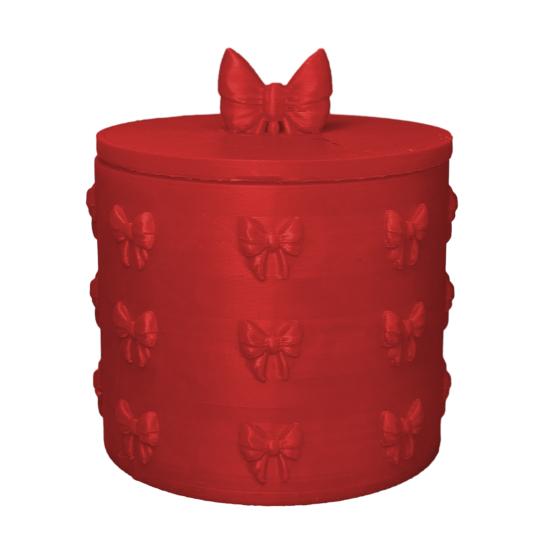 

Storage Box 3D Bow Decor Holder with Lid Moisture-Proof Dustproof Storage Jar Durable PLA Organizer for Cotton Pads Jewelry красный