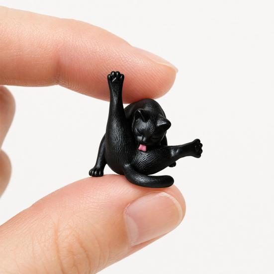 3D Printed Licking Butt Cat Figurine, Funny Black White Kitten Statue, Animal Sculpture Desktop Decoration for Home Office Bookshelf