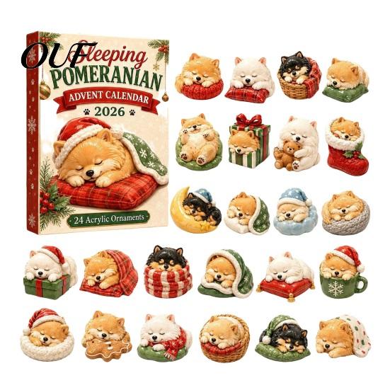 Interactive Holiday Games 2026 Dog Christmas Advent Calendar, 24-Day Acrylic Ornament Set with Mini Puppy Collectible Toy Figures Figures, 2D