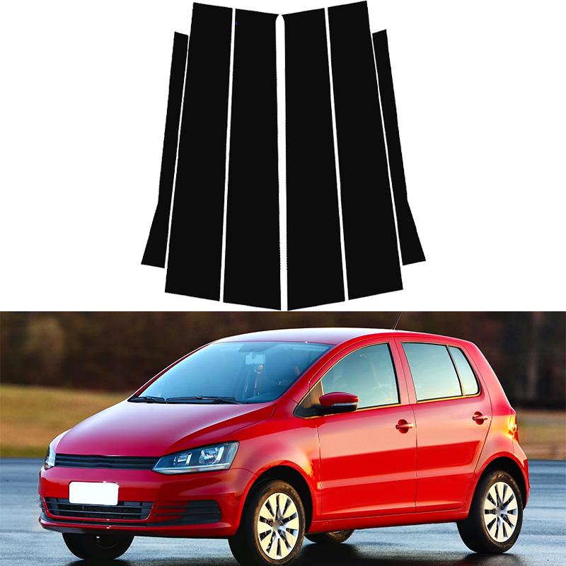 Car Window Door Column B C Pillar Post Trim Cover Glossy Black PC Stickers Accessories Fit For VW Fox 2013-2020