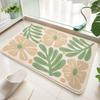 Floral Leaves Green Bath Mat Botanical Bathroom Rug Non Slip Absorbent Floor Mat For Shower Tub Bedroom Plant Lover Decor
