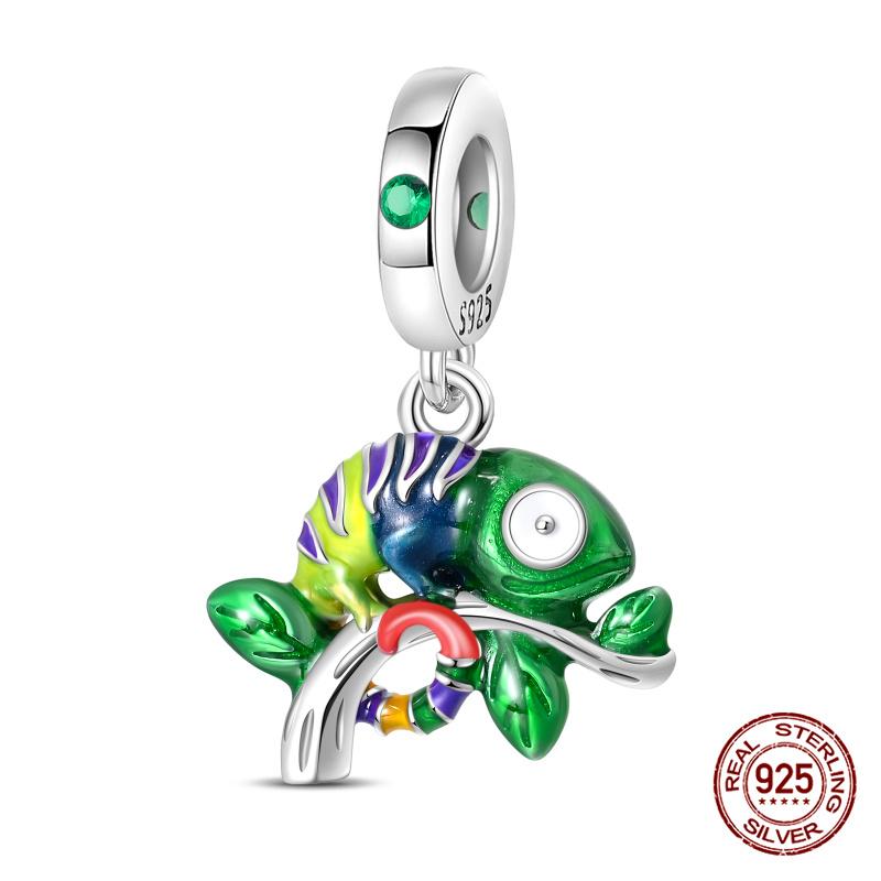 Original Charms Copper Luminous Chameleon Charms Beads Fits 3Mm Original Bracelet For Women Diy Fine Jewelry Gifts