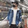 Men's Korean Style Slim Light Ripped Denim Baseball Jacket for Autumn and Winter