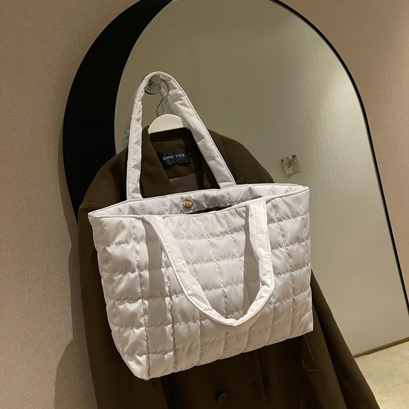Große Kapazität Winter Schultertasche Damen Einfarbige Handtaschen Cott Lässige Shopper-Tasche Für Damen Fashi Oberer Griff Tasche bolsa