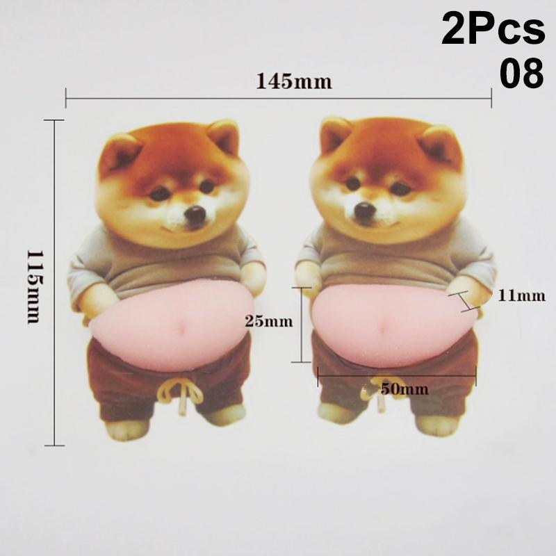 2Pcs Cute Shiba Inu Dog Cat Belly Sticker With A Soft Pink Background Silicone Self-Adhesive Sticker For Phone Car Decoration