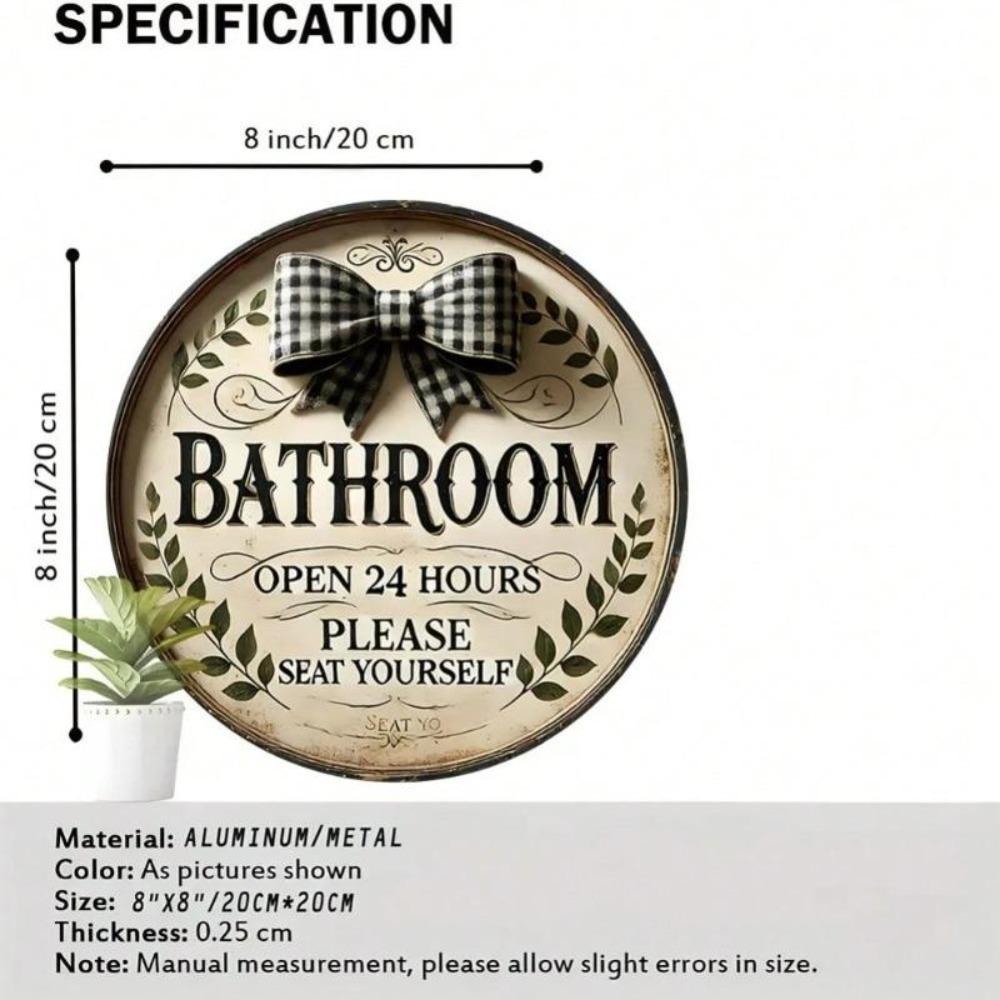 Vintage Round Metal Wall Decor Rustic Bathroom Sign Humor Home