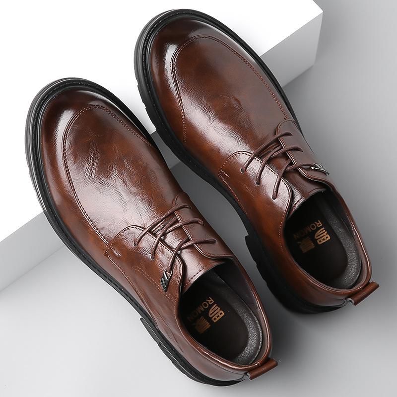 Fashion Men's Platform Shoes Fashion Casual New Designer Leather Solid Color Dress Shoes for Men Spring Autumn Luxury Shoe Male