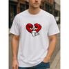 Heartbroken Cup Painting Graffiti, Quirky and Unique Style Soft Cotton T-shirt, Suitable for Daily and Home Wear, Patterned Round-neck T-shirt