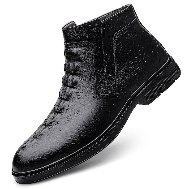 

Удобные мужские деловые ботильоны из натуральной кожи, повседневная кожаная обувь, модные ботинки челси, обувь для отдыха, обувь с высоким верхом 46