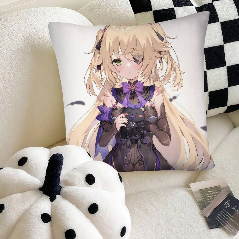 Fischl Anime Game Genshin Impact CUTE Pillow Case Square Pillow Bedroom Sofa Leisure Comfort Cushion Car Home Decoration