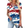 Women Tunic Tops Dressy Casual Summer Short Sleeve Shirts Loose Fit Pleated Boho Top Independence Day