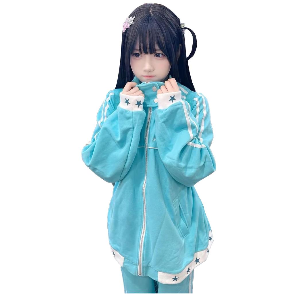 ZYOOFOV Tracksuit Set with Star Open Elastic Long Striped and Cute Available in Plus Perfect for Spring and Women's Pattern, Front, Waist, Sleeves,