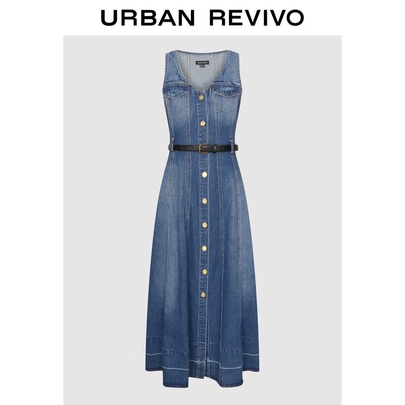 

UR Women s Retro Sleeveless Denim Belt Dress XL