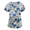 Women's Floral Print Loose Fit V Neck Short Sleeve Medical Scrub Top with Pockets for Healthcare Professionals Lightweight Breathable Fabric