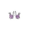 Custom Zircon Heart Rabbit Stud Earrings - Unique Geometric Jewelry for Women