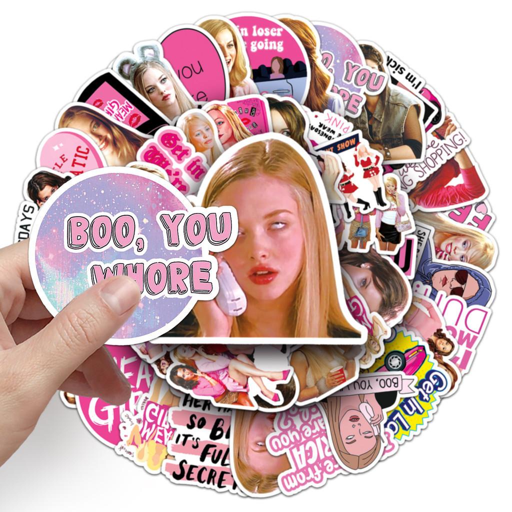 Cute 50pcs Mean Girls Decorative Waterproof Stickers For Skateboards Phone Cases