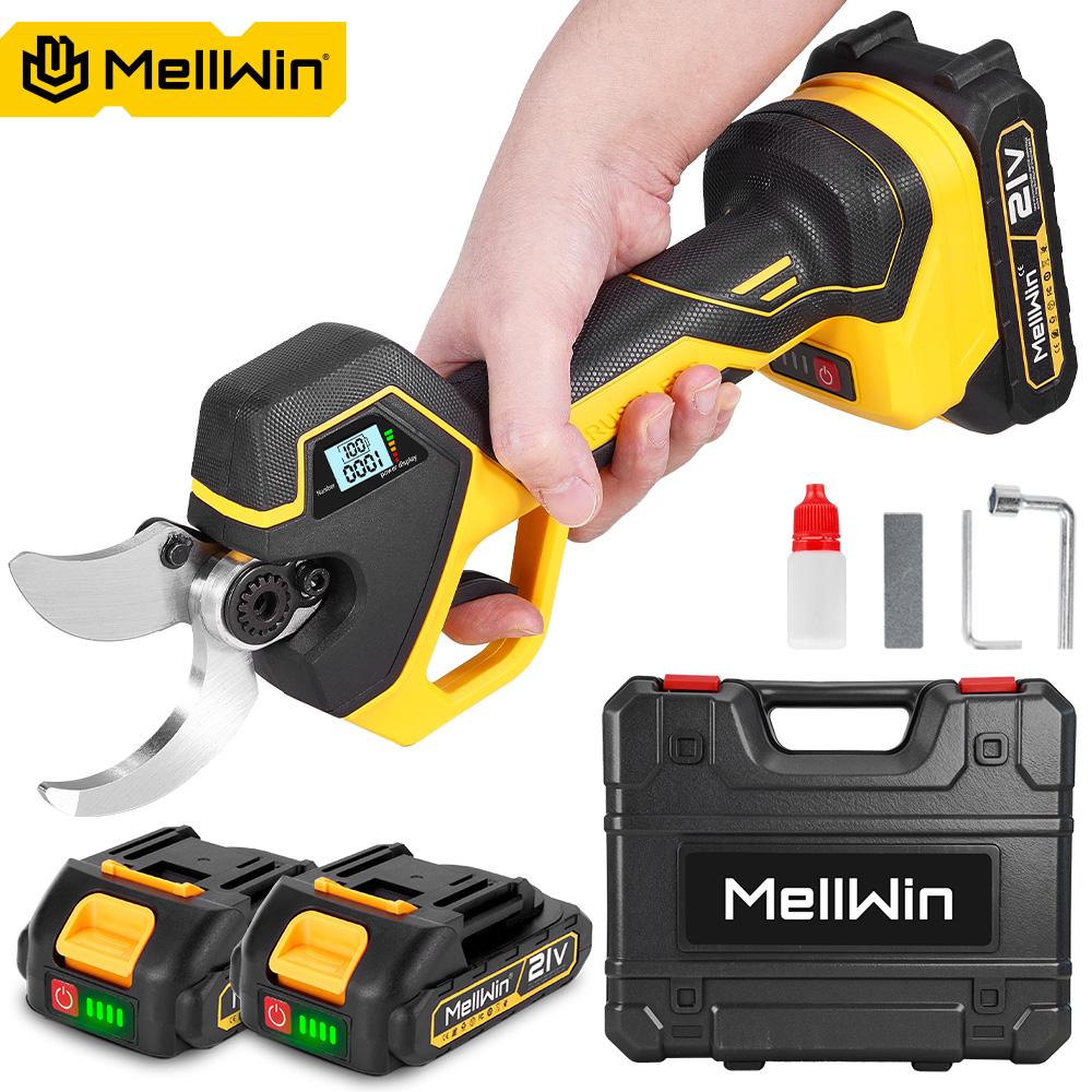 MELLWIN 50MM Brushless Electric Pruning Shears Garden Fruit Tree Bonsai Pruning Electric Scissors For Makita 18V Battery Pin