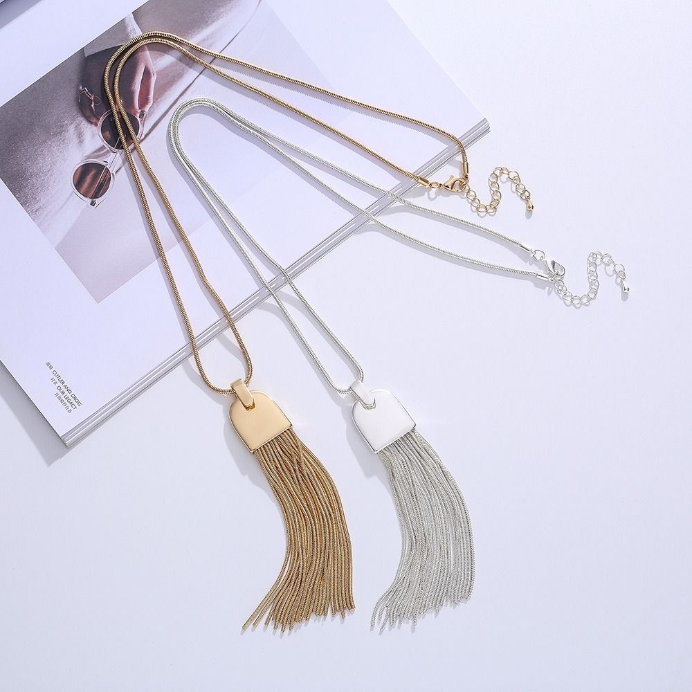 Ins Style Pendant Necklace Popular Sweater Chain Fashion Tassel Necklace  Women Girl