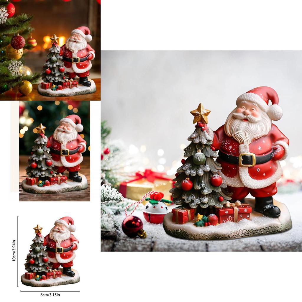 Halloween Resin Figurine Santa Claus And Christmas Tree Home Decor Gift For Holiday Festivities