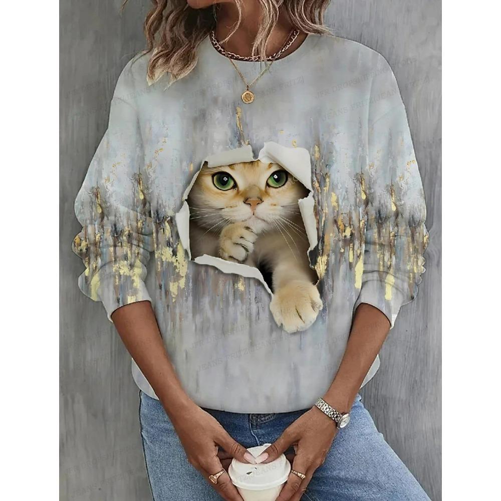 Animal pisică 3d hanorace cu imprimeu 3d hanorace pentru femei la modă crewgate hanorac desene animate kawaii grafice paltoane femei transpirații îmbrăcăminte supradimensionată manga