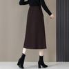 Spring 2026 High-Waisted Woolen Half-Skirt for Women - Versatile, Slimming, Casual Mid-Length.