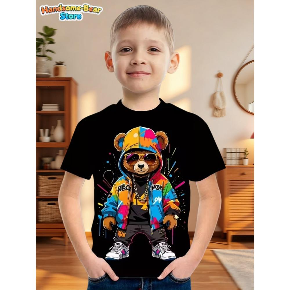 Children's Clothing Clothes for Boy Short Sleeve Boy Child Tee Shirt Kids Clothes Animal 3D Print Fashion O-Neck Summer Clothes