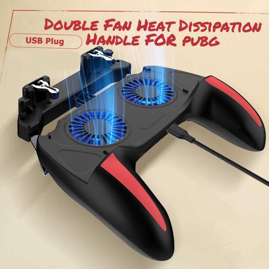 H10 4-Finger Dual Cooling Fan Wired Game Controller Joystick Gamepad for Phone