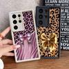 Soft Cover Phone Case for Samsung Galaxy S22 S24 Plus S25 Edge S20FE S24Ultra S23 FE S21 S25 Ultra Bow Leopard Print