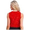 Women Sparkly Sequin Vest Sleeveless V-neck Irregular Hem Party Top for Cocktail Banquet Nightclub Summer