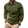 Men's Sports Polo Shirt Fashion Solid Colour Men's Long-Sleeved Zip-Up Collar Top