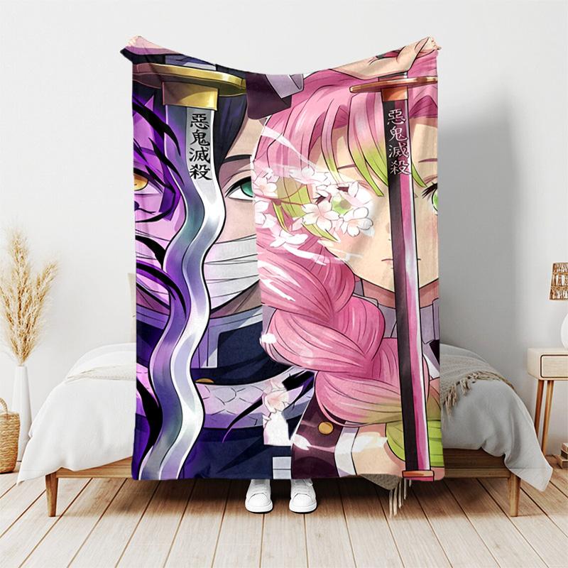1 Stück Decke - Nezuko Demon Slayer Kanroji Mitsuri Druckdesign, Leichte Decke für Sofa, Bett - Weich & Warm, Geschenk für Alle Jahreszeiten