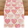 Artoid Mode Golden Pink Love Valentine's Day Table Runner, Seasonal Anniversary Kitchen Dining Table Decoration for Indoor Home Party 13x72 Inch