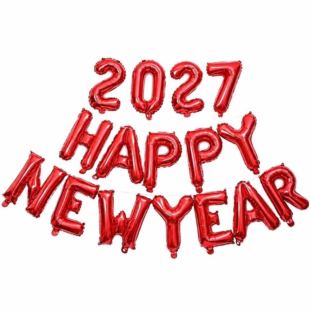 Holiday Ornaments Colorful Foil Balloons Happy New Year 2027 16 inch Balloon Set