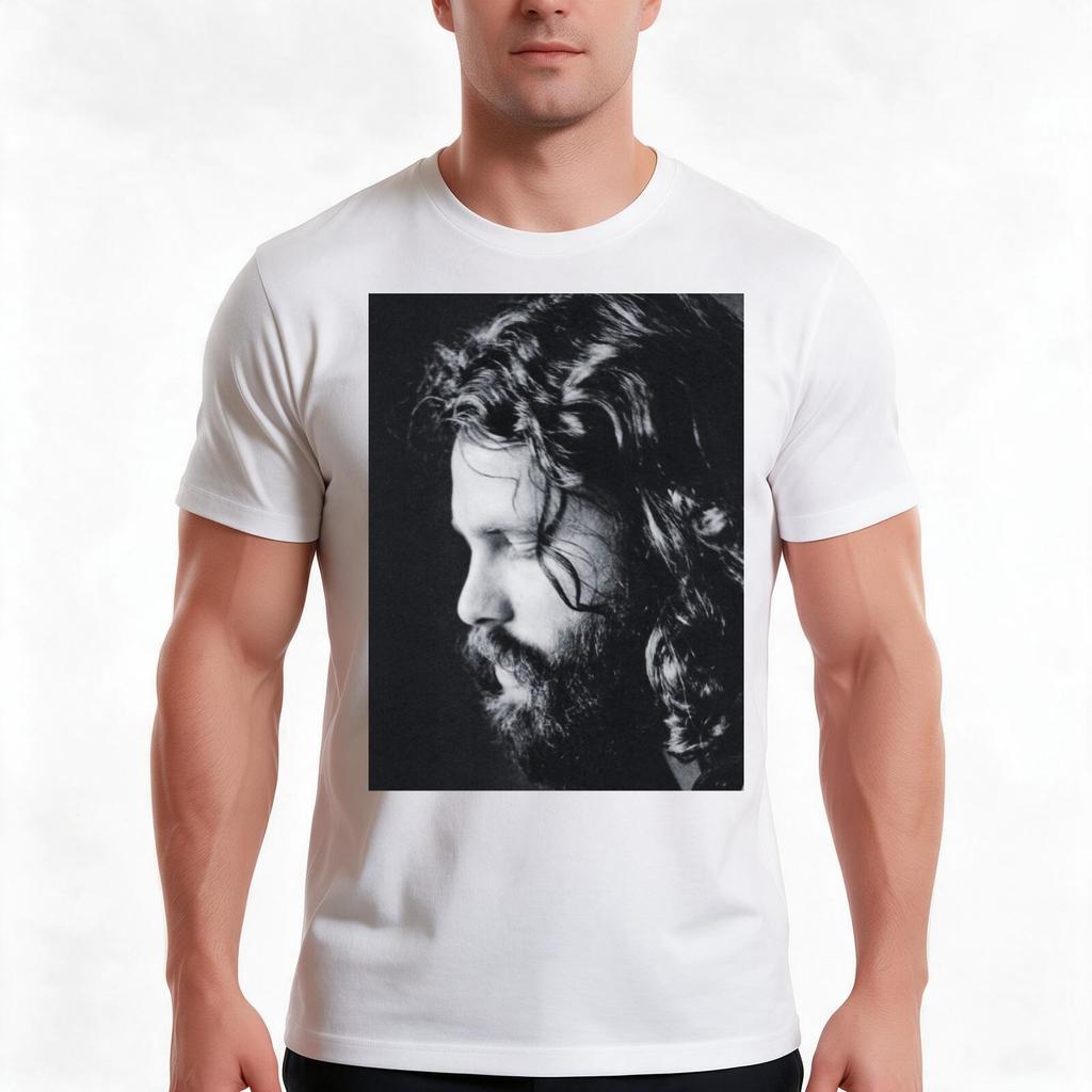 Bearded Jim Morrison The Doors Black And White Theamericanpoet Tshirt Summer Casual Cotton Tee Oversized Streetwear Tops