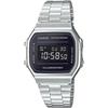 CASIO digital wristwatch vintage series A168WEM-1 men women kids silverblack overseas model