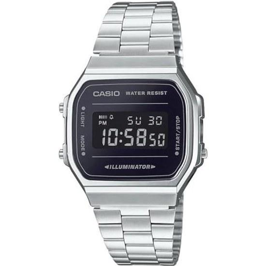 CASIO digital wristwatch vintage series A168WEM-1 men women kids silverblack overseas model