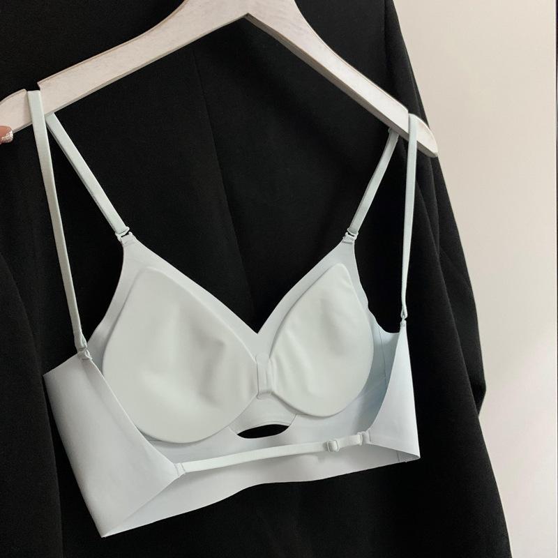 Traceless large backless underwear women's small breasts gather ultra-thin no steel ring fixed chest pad U-shaped comfortable beautiful back bra sprin