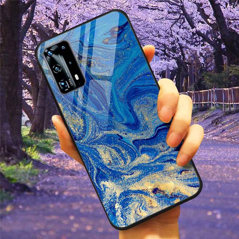 For Huawei P40 Lite / P40Pro Case P 40 Tempered Glass Starry Marble Hard Back Cover for Huawei P40 Pro / P40Lite E Cases Coque