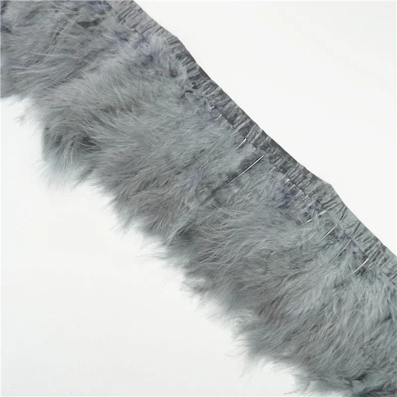 2 Mètres Bordure de Plumes de Marabout Moelleuses Bords Frange 6-8" Plumes de Dinde Blanches Noires Décor Vêtements sur Bande Artisanat Ruban Décoration