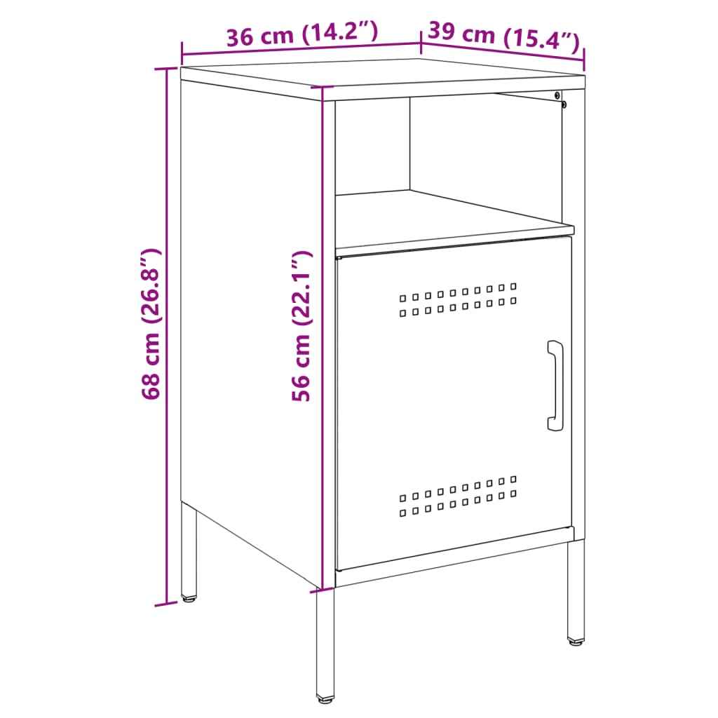 Nightstands 2 Pcs. Pink 36 X 39 X 68 Cm Steel