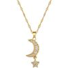 Titanium Steel Star Moon Light Luxury Temperament Gorgeous Full Diamond Necklace Female Versatile Collarbone Chain Titanium Steel Chain