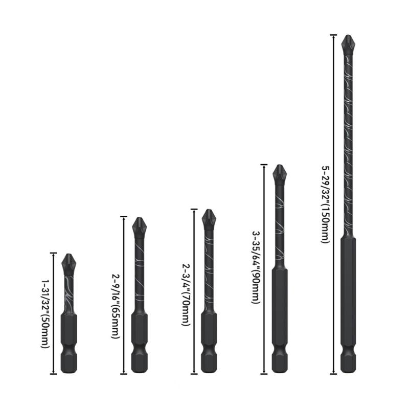 5/10Pieces Magnetic Crosses Tip Screwdriver Bit Hexagonal Handle AntiSlip Texture MultiSize Steel 50mm-150mm Length